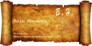 Bein Havaska névjegykártya